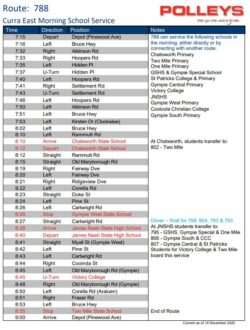 Route 788 – Curra East Morning School Service