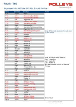 Route 460 – Brooweena to Aldridge State High School Afternoon School Service