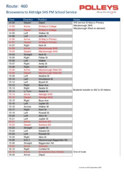 Route 460 – Brooweena to Aldridge SHS Morning School Service