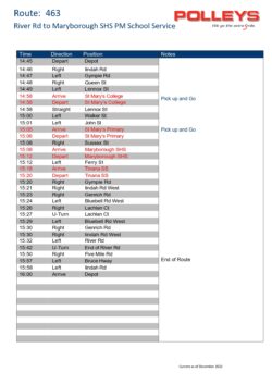 Route 463 – River Road to Maryborough State High School Afternoon School Service