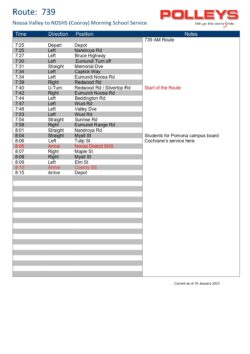 Route 739 – Noosa Valley to Noosa District High Cooroy Morning School Service