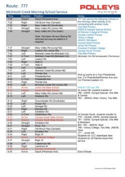 Route 777 – McIntosh Creek Morning School Service