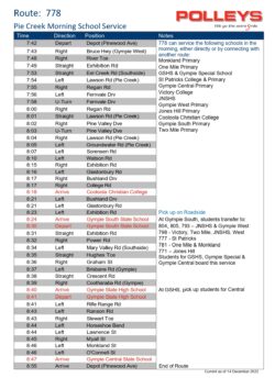 Route 778 – Pie Creek Morning School Service