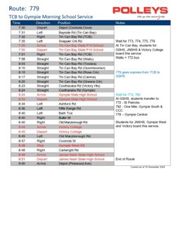 Route 779 – TCB to Gympie Morning School Service