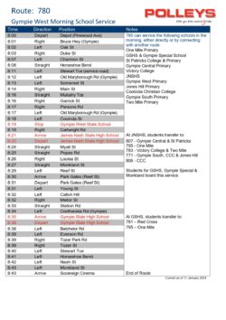 Route 780 – Gympie West Morning School Service