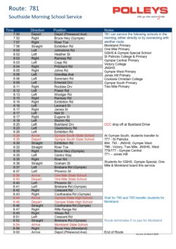 Route 781 – Southside Morning School Service