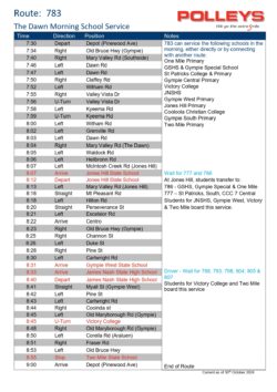 Route 783 – The Dawn Morning School Service