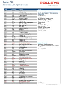 Route 786 – Calico Creek Morning School Service