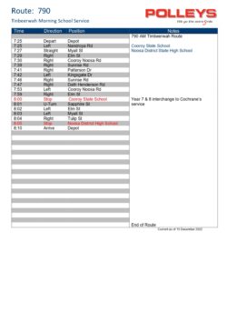 Route 790 – Tinbeerwah Morning School Service