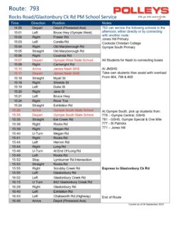 Route 793 – Rocks Rd/Glastonbury Ck Rd Afternoon School Service