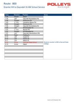 Route 800 – Granite Hill to Gayndah SS Morning School Service