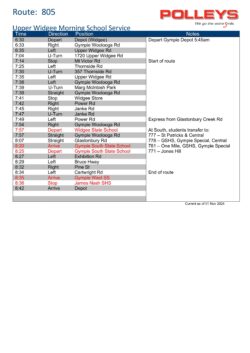 Route 805 Widgee to Gympie Morning School Services