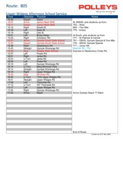 Route 805 – Widgee to Gympie Afternoon School Service