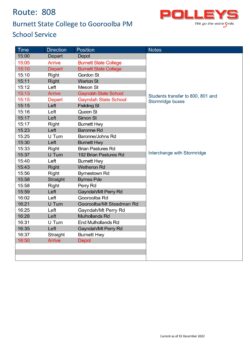 Route 808 – Gooroolba to Burnett State College Afternoon School Service