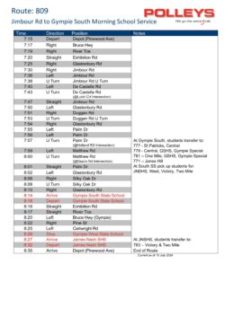 Route 809 – Jimbour Rd to Gympie South Morning School Service