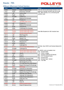 Route 795 – Kilkivan Afternoon School Service