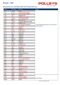 Route 460 – Brooweena to Aldridge SHS Morning School Service