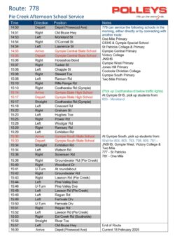 Route 778 – Pie Creek Afternoon School Service