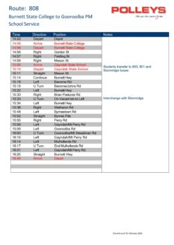 Route 808 – Gooroolba to Burnett State College Afternoon School Service