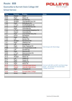 Route 808 – Gooroolba to Burnett State College Morning School Service