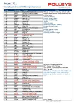 Route 771 – Victory Heights to Jones Hill Morning School Service