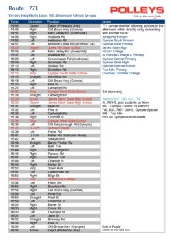 Route 771- Victory Heights to Jones Hill Afternoon School Service