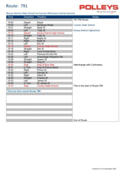 Route 791 – Noosa District High School to Cooran Afternoon School Service