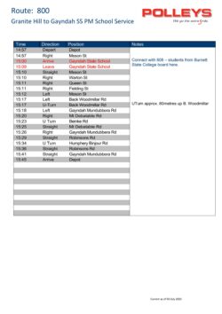 Route 800 – Granite Hill to Gayndah SS Afternoon School Service
