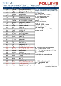 Route 793 – Rocks Rd/Glastonbury Ck Rd Morning School Service