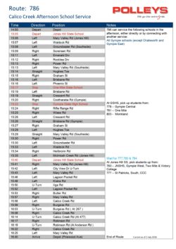 Route 786 – Calico Creek Afternoon School Service