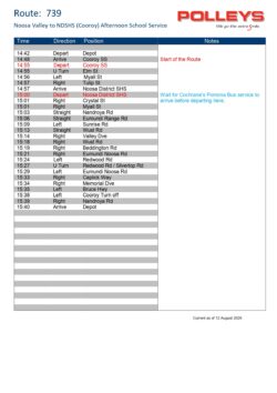 Route 739 – Noosa Valley to Noosa District Cooroy Afternoon School Service Route 739 – Noosa Valley to Noosa District Cooroy Afternoon School Service
